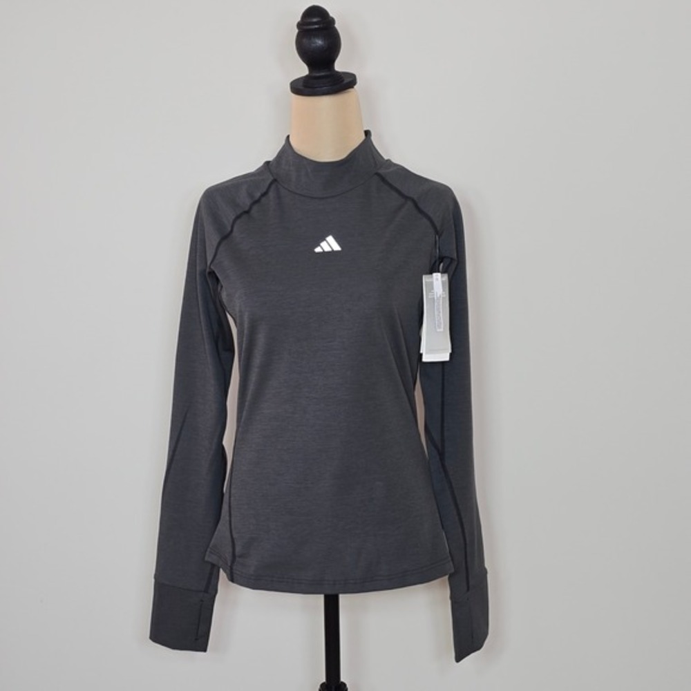 Adidas Womens Techfit Warm LS Training Top‎ Mock Neck Gray Size M